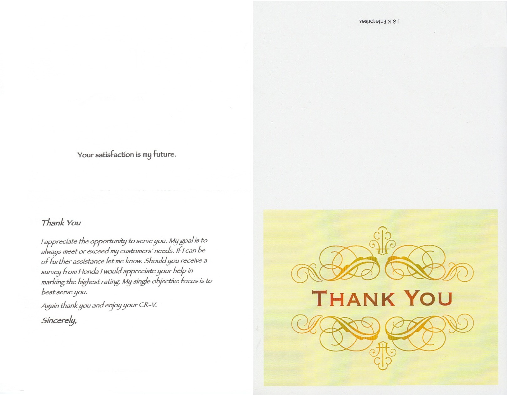 J&K Enterprises Thank You
